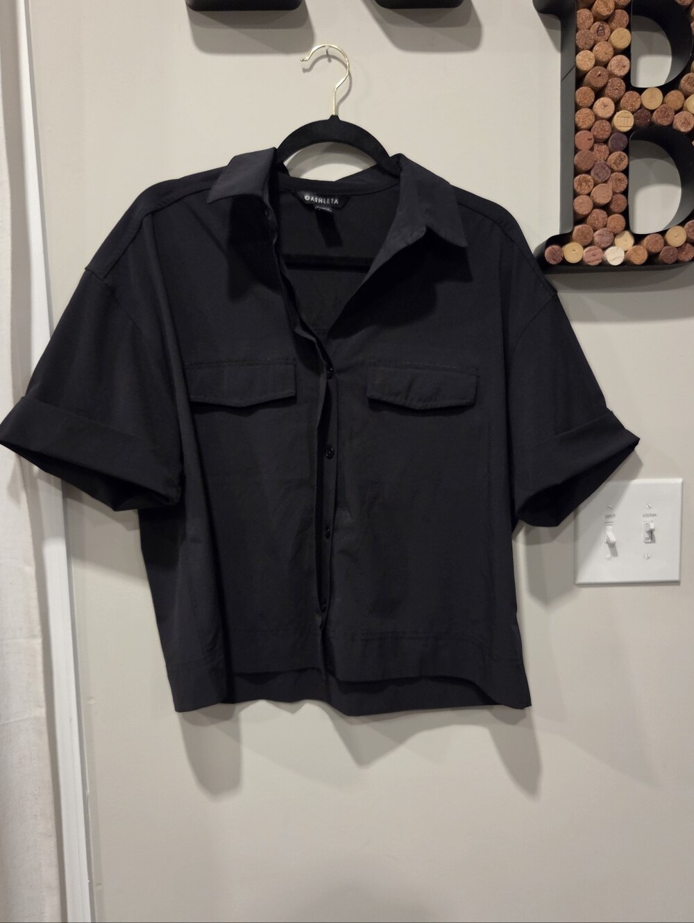 ATHLETA Crop Button Up
